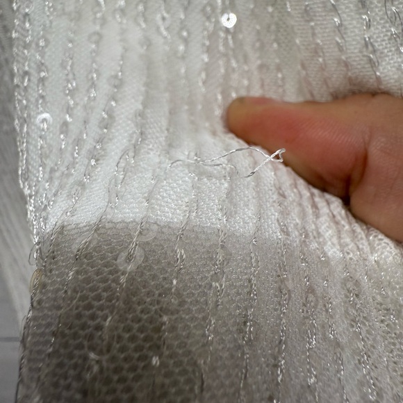 Mac Duggal size 0 white gown wedding bachelorette off shoulder high slit - Picture 6 of 8